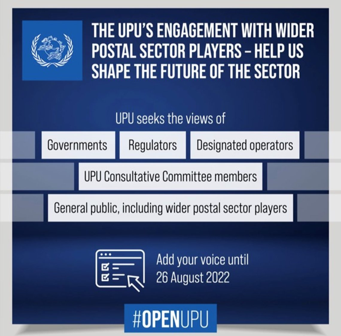 UPU høring om åpning av Verdenspostforeningens produkter og tjenester