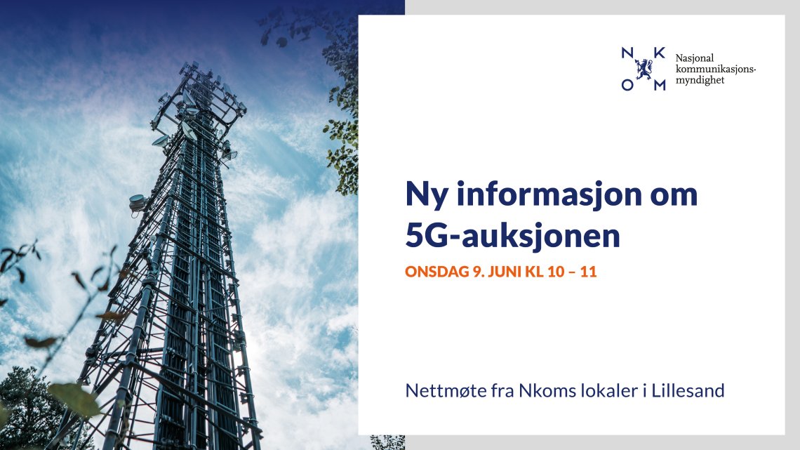 Plakat for informasjonsmøte om 5G-auksjonen 9.06.21